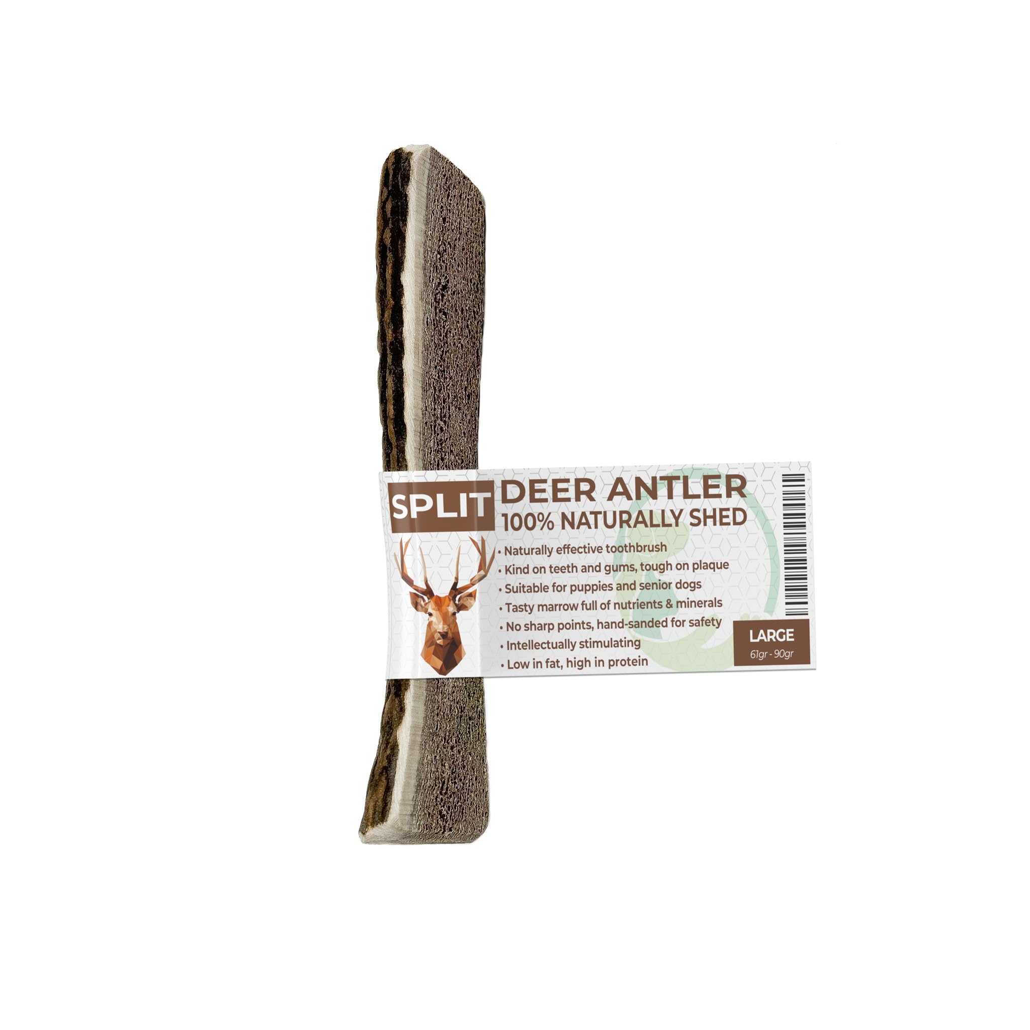 Primary Pets Premium Pet Supplies SPLIT Antlers for Dogs, Size LARGE, Naturally Shed, Sustainable, Deer Antlers for Dogs, Dog Toys, Dog Treats