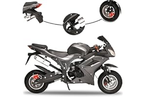 WASHRANP Mini Motorcycle for Adults 49CC Dirt Bike 4-Stroke,Gas Powered Pocket Rocket Bike Racing Max Speed 25MPH 1.8L Gas Tank,Mini Bike Frame Pocket Bikes Mini Bike for Adults Youth Kids