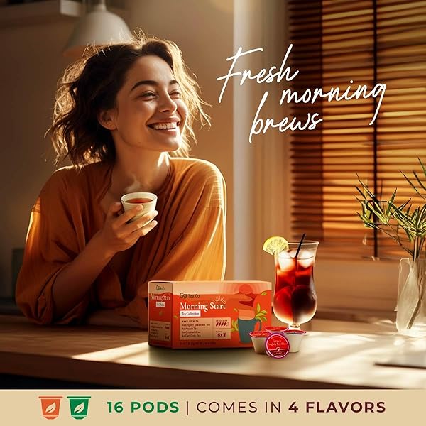 GYA TEA CO MORNING START TEA POD COLLECTION GIFT SET (16 COUNT) – DIFFERENT FLAVORS ASSORTED VARIETY PACK