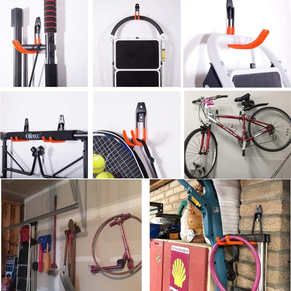 Garage Hooks Wall Mount, 10 Pack Steel Garage Storage Hooks Organizer Heavy Duty, Anti-Slip, for Hanging Bikes, Garden Tools, Ladders etc (10Packet-1) - - 