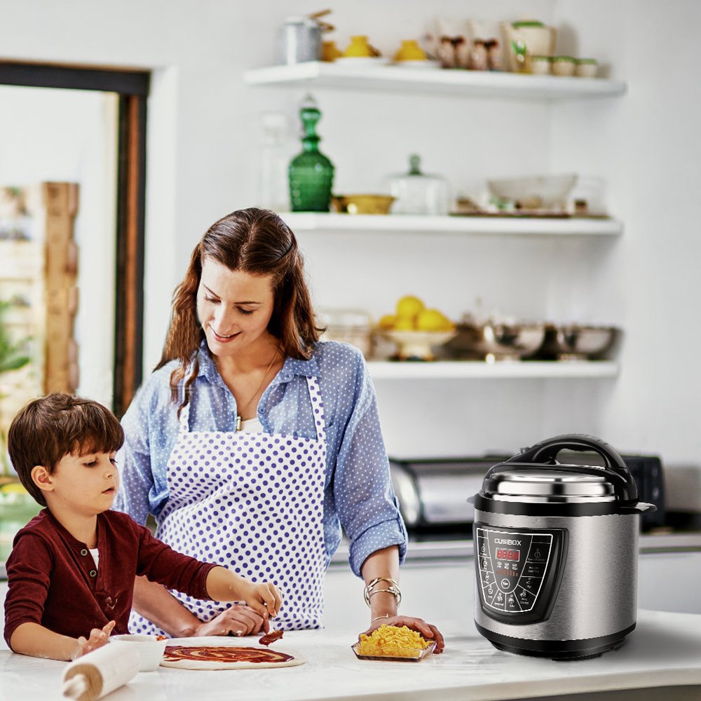 Electric Pressure Cooker, CUSIBOX Multifunctional Electric Pressure Cooker, Stainless Steel 6Qt 1000W Rice Cooker, Egg Cooker, Steamer and Warmer