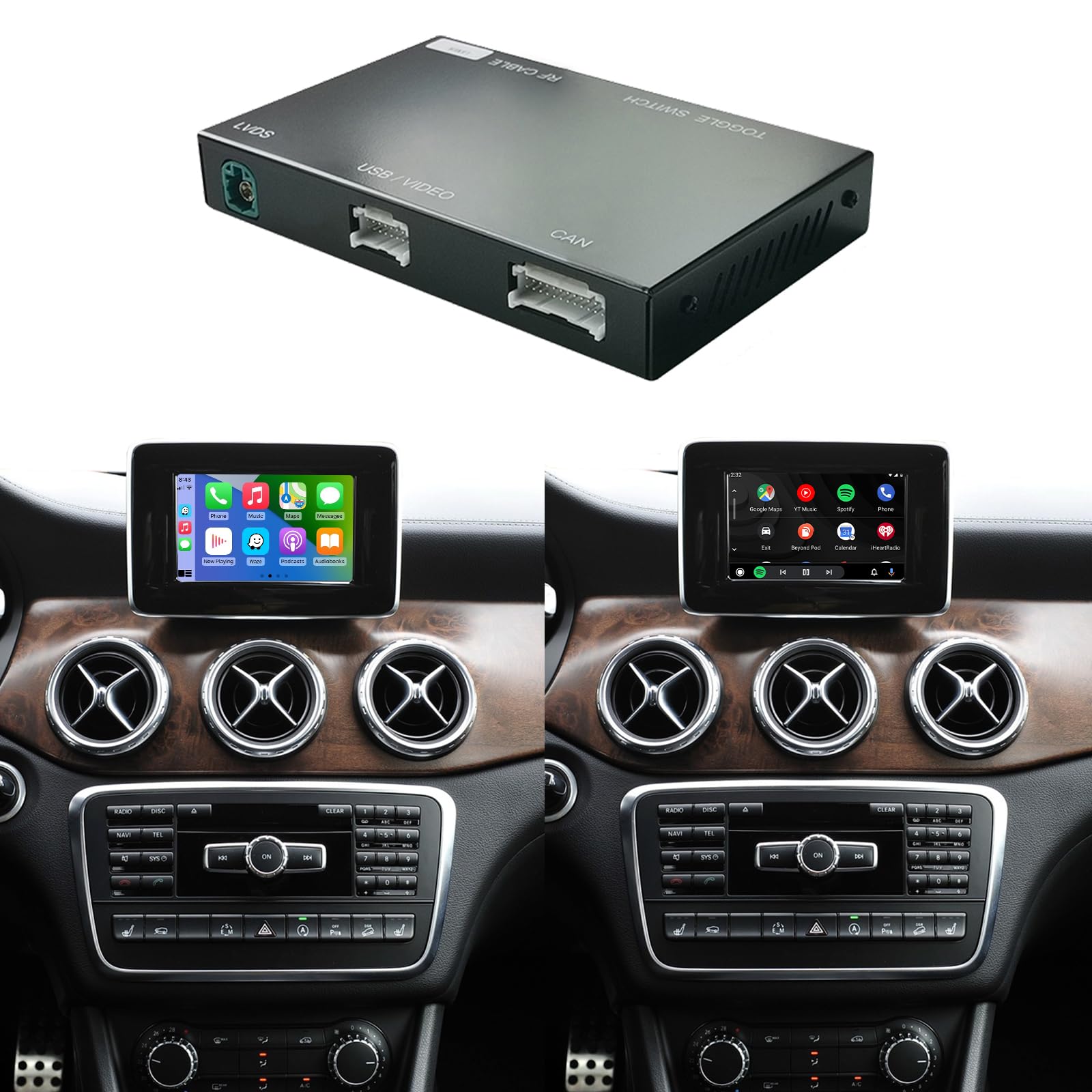 Road Top Wireless CarPlay Android Auto Retrofit Kit, Compatible with Mercedes Benz A/B/C/E/G/GLK/GLA/GLC/GLS/ML/SLK/V Class 2011-2015, NTG4.5/4.7 System Decoder