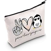 LEVLO Funny Penguins Cosmetic Make up Bag Animal Lover Gift Peace Love Penguins Makeup Zipper Pouch Bag Penguins Lover Gift(Peace Love Penguins)