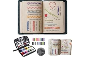 DIY Stitch Book for Beginners, Embroidery Kit with 100+ Patterns, Tools and Instructions, Portable Sewing Guide on Linen Fabr