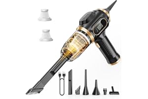 SCSTARTX Portable Car Vacuum Cordless Mini Handheld Vacuums Cleaner Rechargeable with LCD Display and Multi-Nozzles, High Power hand held cleaners for Car, Home, Office, Sofa, Pet Hair,keyboard (Black)