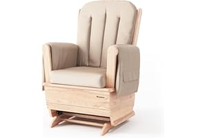 Foundations SafeRocker Standard Glider Rocker - Baby Feeding and Rocking Chair for Nursery, Daycare Environment - Nursery Rocking Chairs with Wood Skirt Base - Tan Vinyl