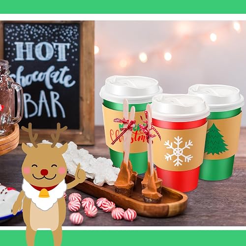 200 12 oz Christmas Cups with Lids and Coffee Cup Sleeves Bulk Red Green  Disposable Christmas Paper Coffee Cups for Beverage Chocolate Tea Cocoa  Xmas Holiday Table Decorations Party Favors in Saudi