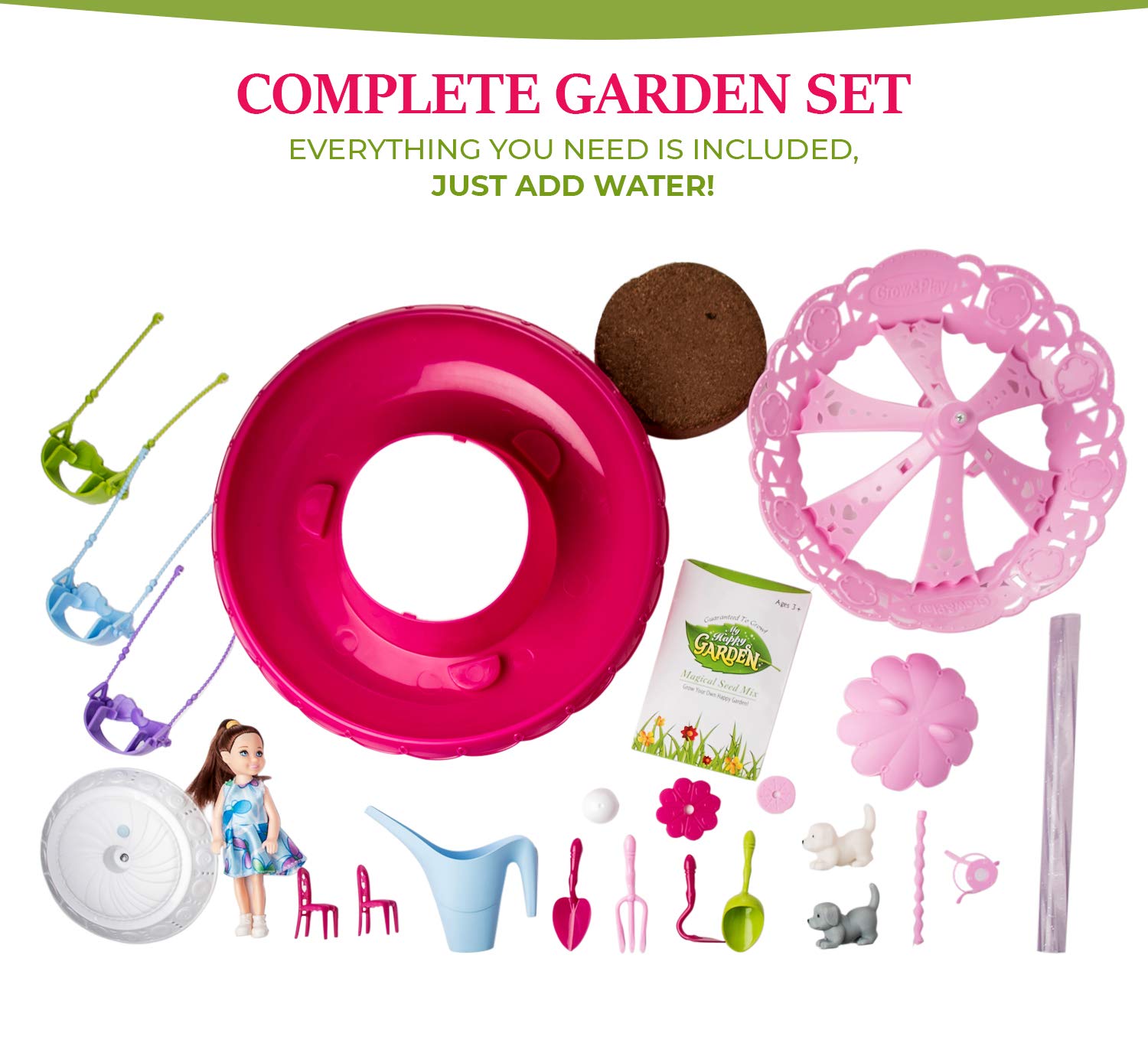 Kids Garden Set for Boys and Girls 3 - 10 Years Old - Best Fairy Gardening Gift - Grow Magic Flowers and Plants Indoor - Montessori Toy for Toddlers (Pink)