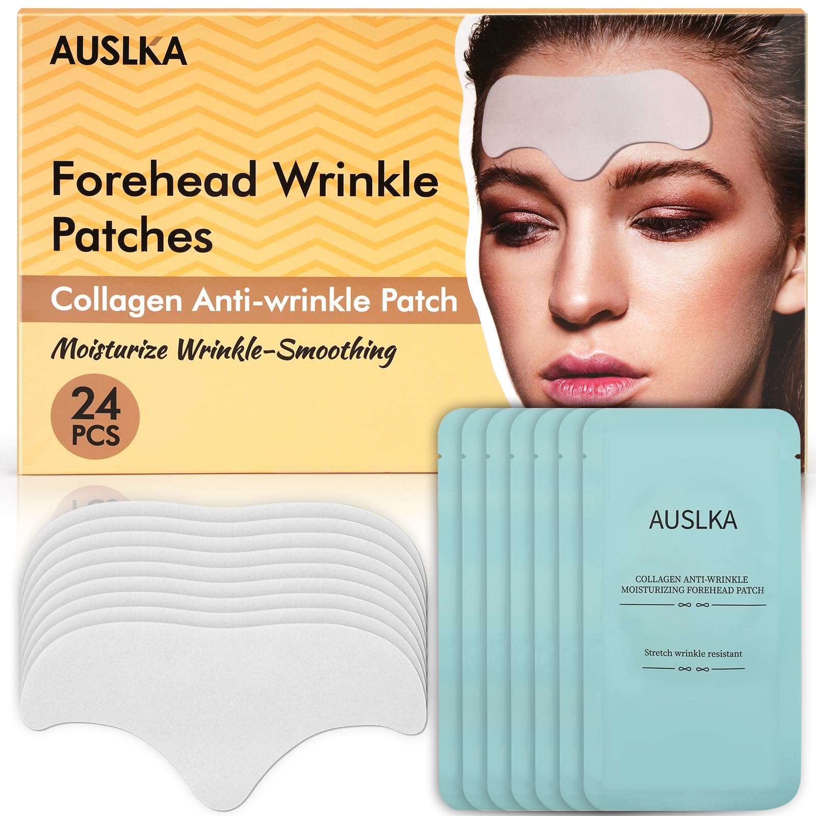 Photo 1 of AUSLKA 24PCS Forehead Wrinkle Patches With Aloe, Facial Wrinkles Treatment, Collagen Anti Wrinkle Patches Care To Smooth Fine Lines & Wrinkles