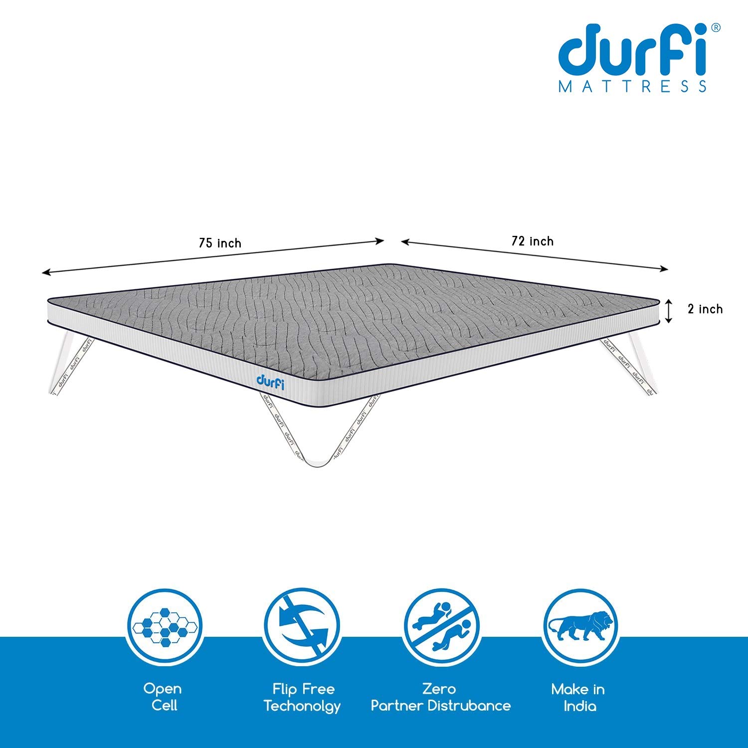 Durfi Mattress Topper Firm 2 Inch Orthopedic King Size Memory Foam In Grey 75x72x2 Inch Memory Foam Amazon In Home Kitchen How To Make Memory Foam Firmer