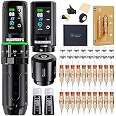 Dragonhawk L3 Wireless Tattoo Kit Mcore-L3 Motor | Complete Tattoo Gun Kit Pen Machine, 7 Strokes Length, 2 Batteries 2,000mAh Power Supply with Extra Battery RCA Jack Part