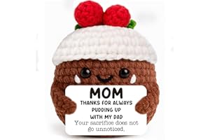 AVBODA Handmade Crochet Christmas Pudding – Funny Mom Gift from Daughter or Son, Stocking Stuffer for Mom, Secret Santa, White Elephant, Tiered Tray Christmas Decor, Positive Reminder