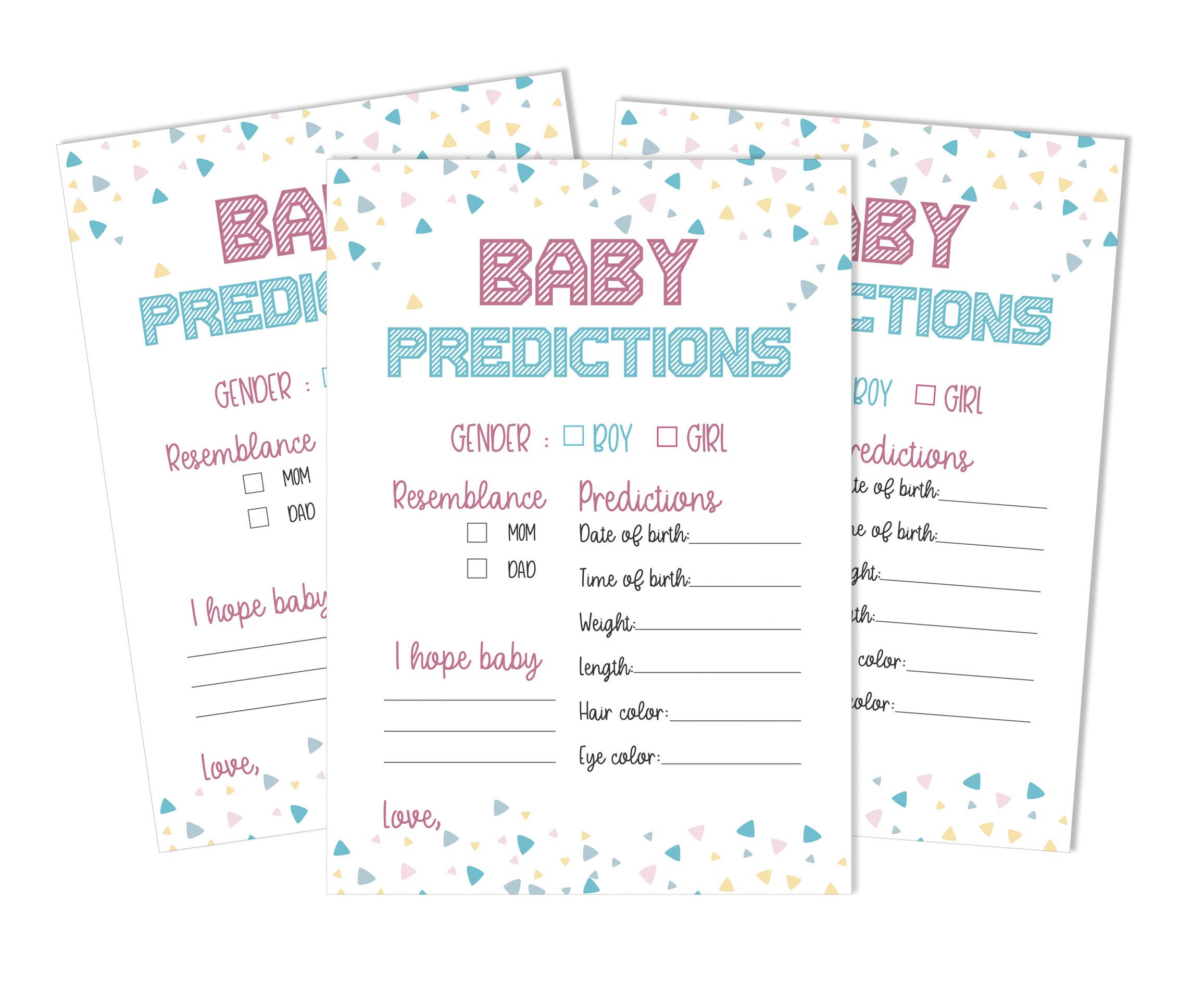 Inkdotpot 50 Prediction Cards For Baby Shower Game It’s A Boy It’s A Girl Gender Reveal Party Supplies-Fun Baby Shower Game Favors