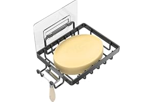 Moforoco Soap Dish, Soap Bar Holder for Shower, No Drilling Bathroom Accessories, Wall Mounted Soap Holder with Hooks and Razor Holder, Shower Rack Soap Tray Bar Soap for Bathroom & Kitchen