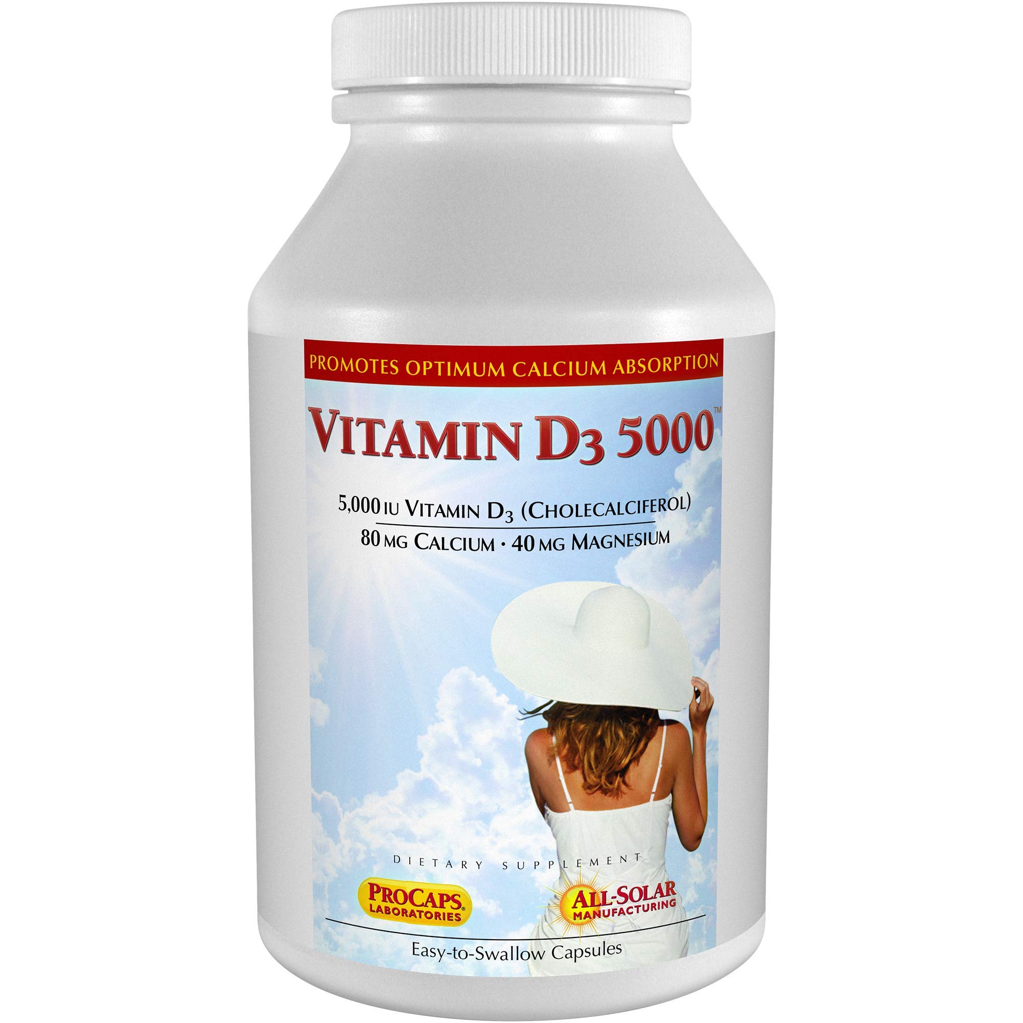 Vitamin D3 5000 IU 360 Capsules - High Potency, Essential for Calcium Absorption, Supports Bone Health, Healthy Muscle Function, Immune System, More. Small Easy to Swallow Capsules