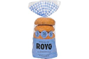 DINAS CONFECTIONERY ROYO Bagel Keto-Friendly Fresh Bagels (Plain - 6 Bagels) High Fiber, Low Calorie, Low Carb, Vegan, Kosher Certified