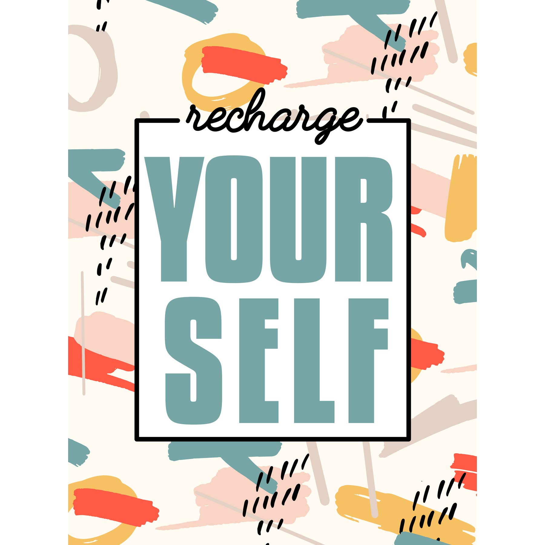 Wee Blue Coo Funky Affirmation Recharge Yourself Large Wall Art Print Canvas Premium Poster