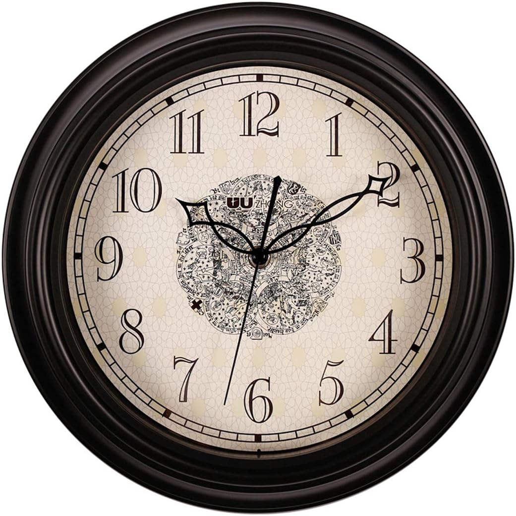 Topkey 12 Inch Wall Clock Silent Non-ticking Vintage Arabic Numerals Wall Clocks for Living Room Kitchen Bedroom Home Office (Battery Not Included) - Black