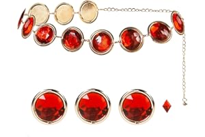 Red Gem Waist Belt - PUWUTO Anime Cosplay Stone Chain Western Belt, Adjustable Halloween Rhinestone Belt Costume for Women Halloween Cosplay Props Accessories