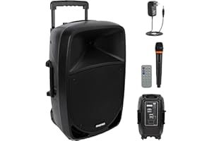 Pyle PA Speaker - 1200W Portable and Powerful Loud Speaker with 12" Subwoofer, Bluetooth Streaming and Wireless Mic, MP3/USB/