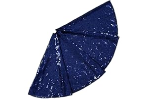 ShinyBeauty 24Inch-Navy Blue-Sequin Christmas Tree Skirt, 24in Mini Sequin Tree Skirt for Christmas Decoration Small Christmas Tree Skirt for Small/Tabletop Trees