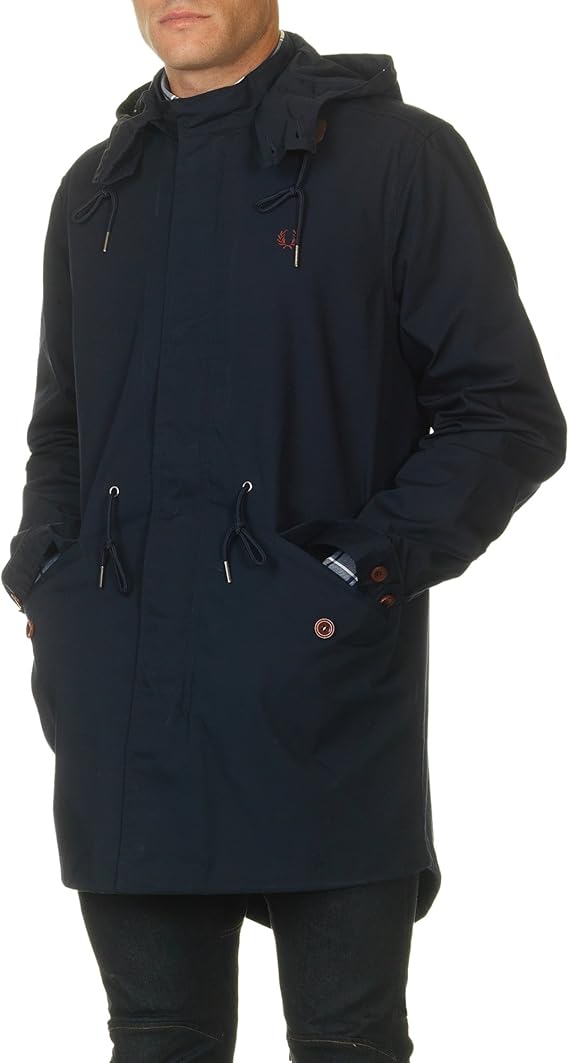 Fred Perry FP Fishtail Parka Blouson À Capuche, Bleu (Bright Navy), S