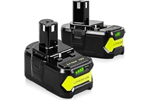 【Upgrade】 2 Pack CaliHutt 18V 6.0Ah Replacement Battery for Ryobi ONE+ Plus 18V Battery High Capacity 18V Lithium-Ion Battery P102 P104 P105 P106 P108 P107 P109 for Cordless Power Tools