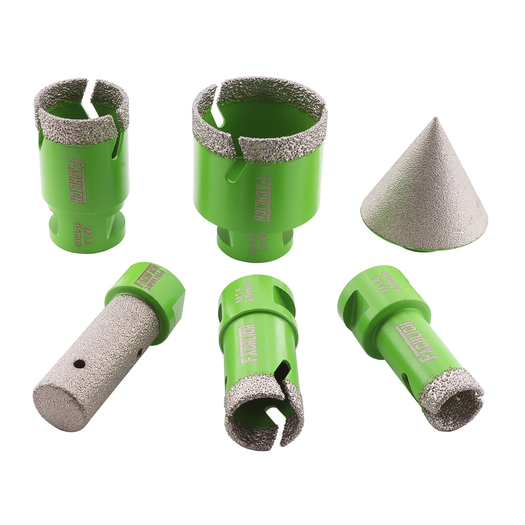 FACHLICH Diamond Core Drill Bits Set - 20/25/35/50mm+20F+50MM Tile Beveling Chamfer Bit for Porcelain Ceramic Tile Granite Marble