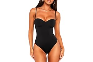OZICERD Sweetheart Neck Cami Bodysuit for Women Built in Bra Sleeveless Spaghetti Strap Tank Tops Body Suit Going out