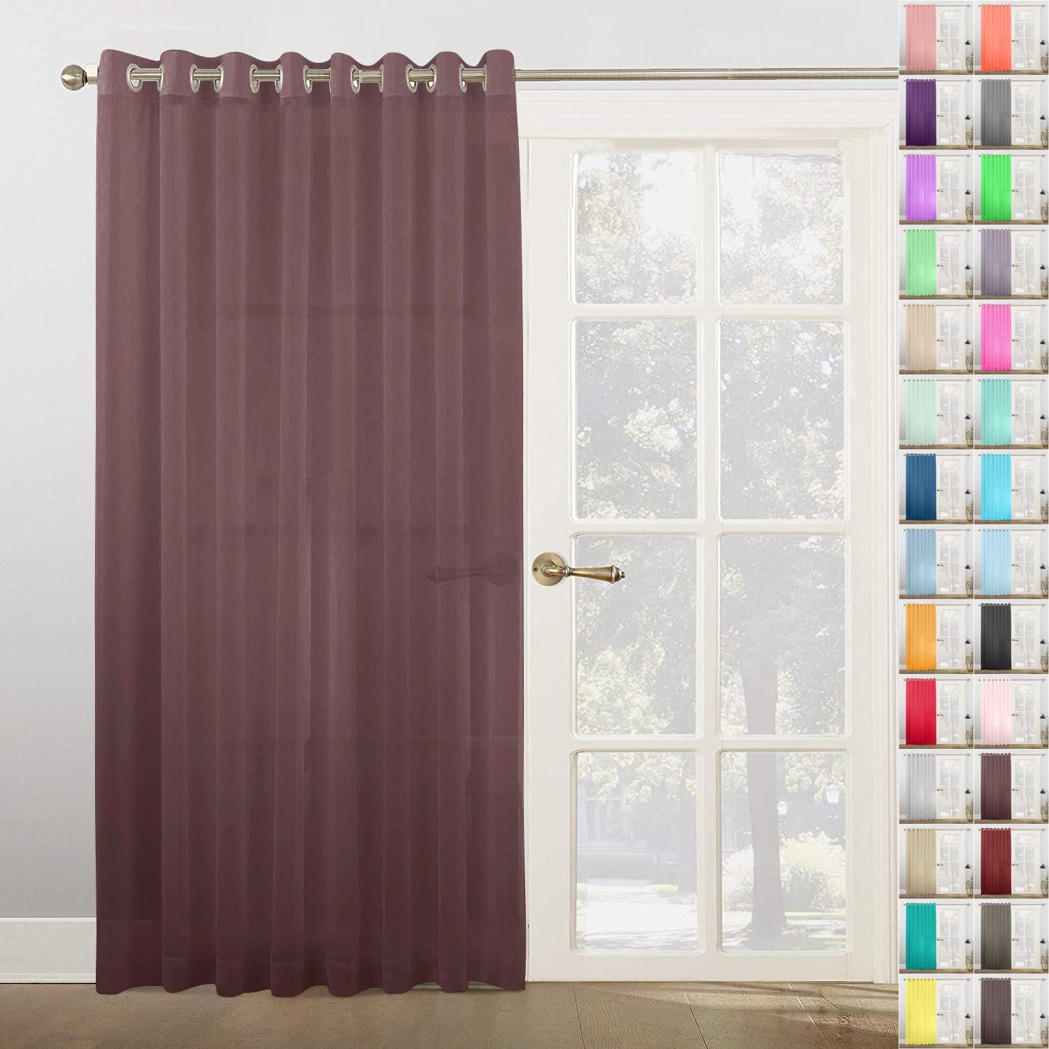 Megachest Woven Voile super wide metallic ring top Curtain 1 Panel (Brown, 116" wide X 90" drop)