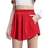 Zaclotre Girls Athletic Shorts with Zipper Pockets 2 in 1 Flowy Skirt Overlay Kids Running Workout Soccer Sports Shorts