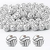 100PCS Wooden Beads,16mm Volleyball Wooden Beads with Holes, Round Sports Wood Bead for DIY Crafts, Jewelry Making, Sports Competition Decorations