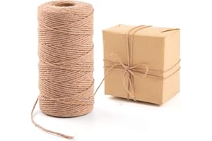 HKDGYHON Natural Jute Twine, 328 Feet Twine String, Brown String Jute Rope for DIY Art Crafts, Gardening, Gift Wrapping, Packing Materials, Butcher Baking Cooking String, Wedding Decor Supply (Nature Brown)