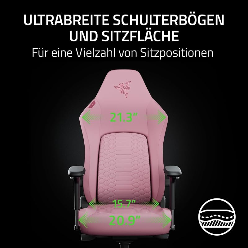 Iskur V2 NewGen - Ergonomischer Gaming-Stuhl mit atmungsaktivem Gen-2 EPU-Leder mit Cooltouch Technologie - Hyperflex Lordosenstütze - breite Schulterbögen und Sitzfläche | Quartz