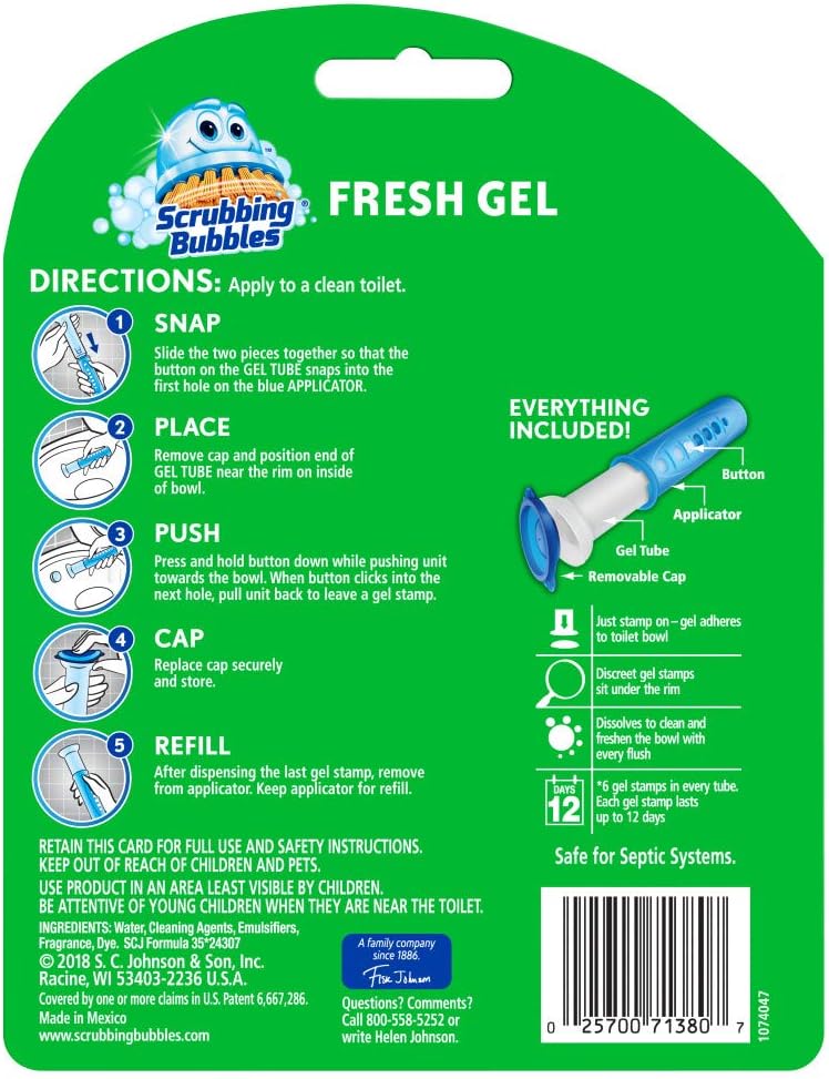Scrubbing Bubbles Fresh Gel Toilet Bowl Cleaning Stamps, Gel Cleaner, Helps Prevent Limescale and Toilet Rings, Citrus Scent, 6 Stamps: Industrial & Scientific