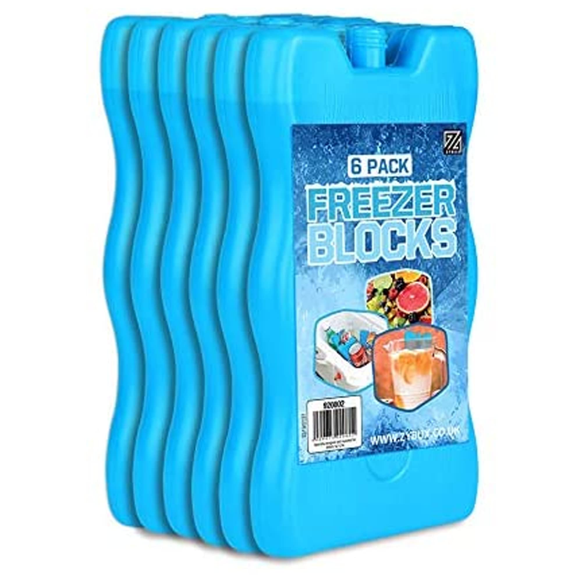 ZYBUX - Blue Freezer Blocks Cools & Keeps Foods Freshness, Cooler for Outdoor, Picnic Beach Camping, Slim, Sleek Design Reusable, Long Lasting Coolness (6 Pieces)