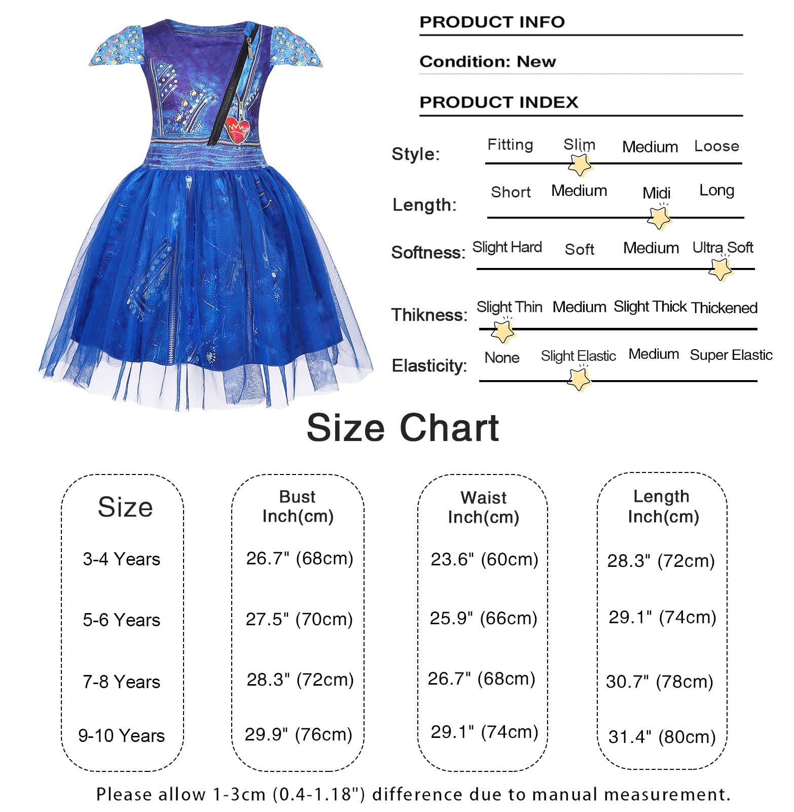 WonderBabe Girls Costumes Princess Birthday Party Dress Popular Musical Cosplay Halloween Outfits with Wig