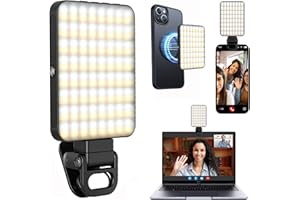 Asmila Magnetic Selfie Light for iPhone, Clip on Mini Video Light for Phone/Laptop/Camera, Phone Ring Light for Selfie, Zoom 