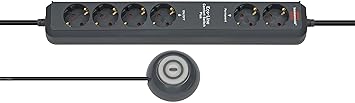 Brennenstuhl Eco-Line Comfort Switch Plus, Steckdosenleiste 6-fach (2 permanente, 4 schaltbare Steckdosen, beleuchteter Fußsc
