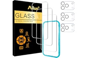 Ailun 3 Pack Screen Protector for iPhone 17 Pro [6.3 inch] + 3 Pack Camera Lens Protector with Installation Frame,Sensor Protection,Dynamic Island Compatible,Case Friendly Tempered Glass Film
