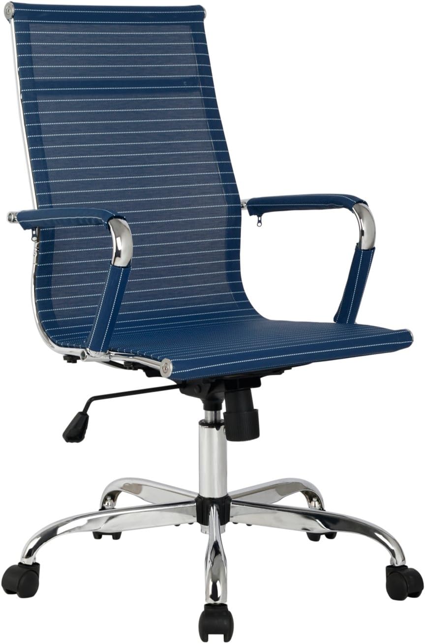 Walcut Modern Ergonomic Ribbed High Back Executive Mesh Computer Desk Office Chair, Blue