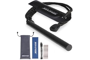 NESAYVER Fire Starter Survival Tool, Round Hexagon Ferro Rod Fire Striker Kit with Paracord Lanyard for Hiking, Camping, Emergency Flint and Steel Up to 20000 Strikes, Tinder Rope Backpacking Gear