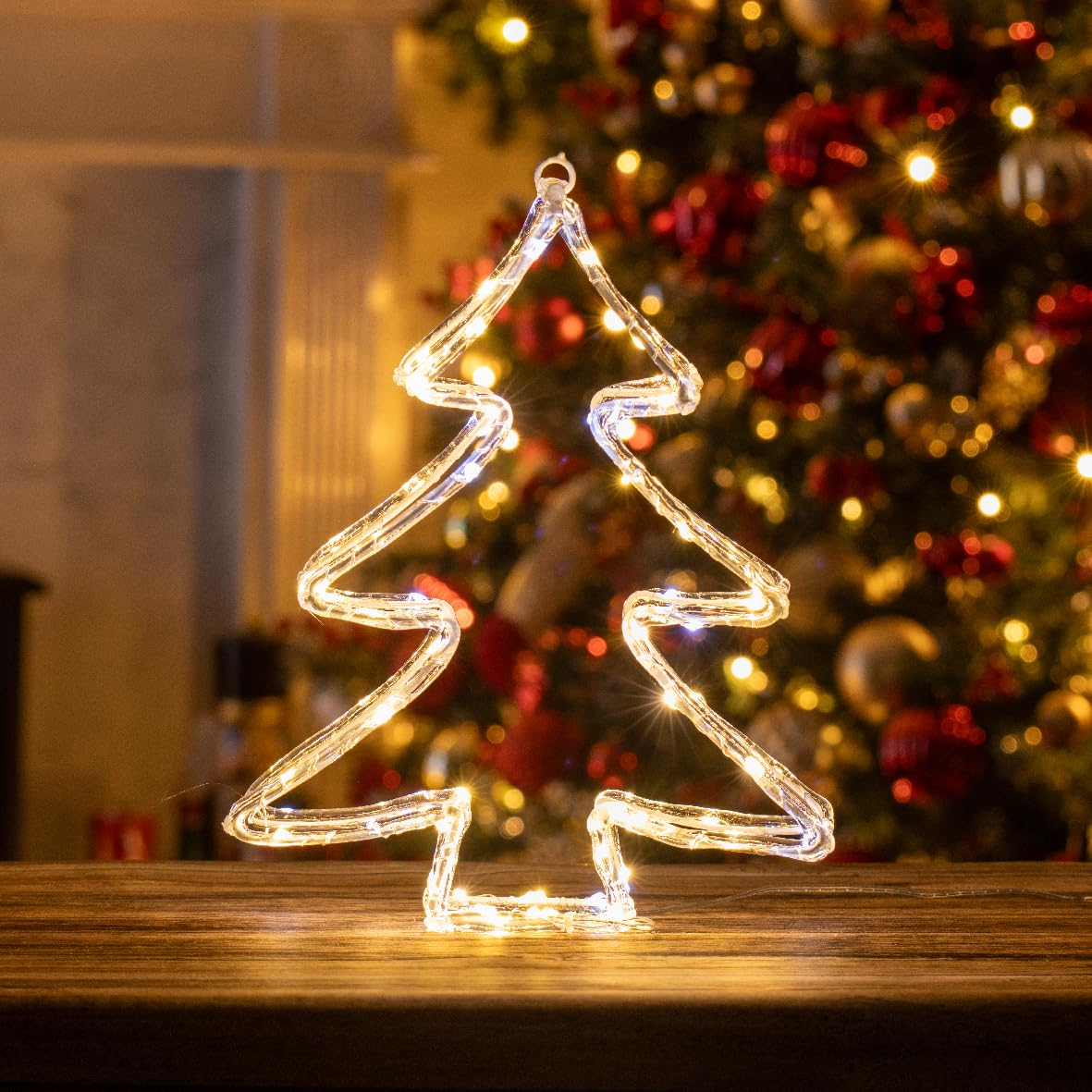 The Christmas Workshop Acrylic LED Christmas Tree Light/Warm White Light Colour / 6 Hour Timer/Indoors & Outdoors Suitable/Hanging Christmas Decorations / 30 x 23cm (73509) — image 1