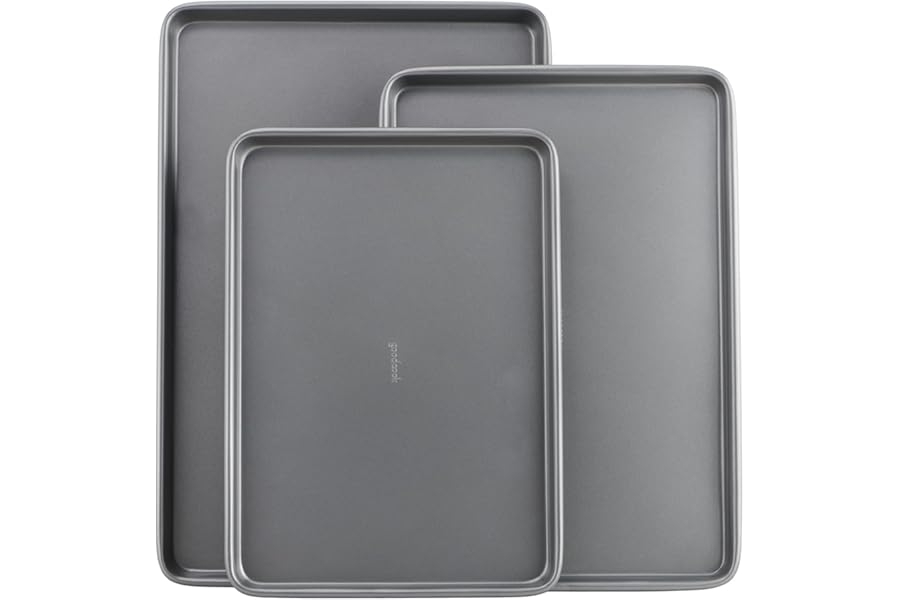 GoodCook Everyday Nonstick Baking Sheet Set, 3 Pack Includes One Small, Medium & Large Pan Carbon Steel Construction Cookie S Book