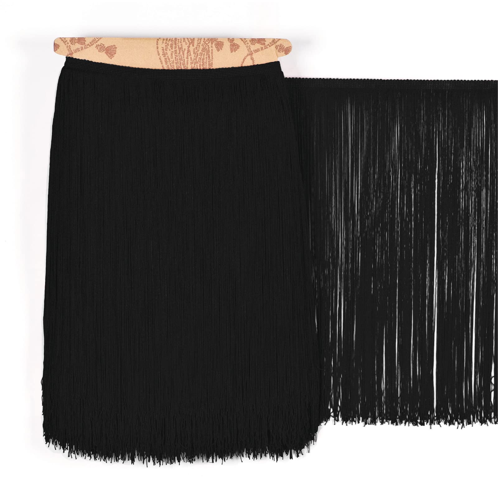 TEXTEX = Cuquillo Fringe for Sewing Flamenco and Sevillana. Composition Rayon 100%. Length of 50 cm. 5m Pieces. (Black)