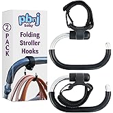 PBnJ Baby Foldable Stroller Hooks, 2 Pack | Hang Diaper Bags and Accessories, Foldable, Rotates 360 Degrees, Stroller Accessories Organizer, Baby Registry Essential
