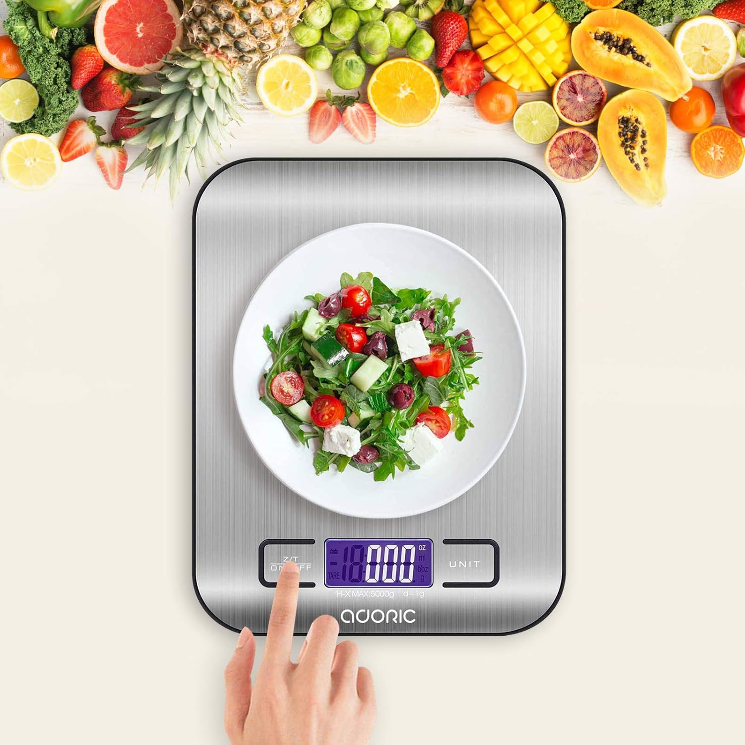 Digital Kitchen Scale Food Scale, 11 lb/5 kg Stainless Steel LCD Display Tare Function Automatic Shutdown Batteries Included, Silver: Kitchen & Dining
