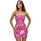 Jamille Strapless Mini Homecoming Dress 3D Floral Prom Dresses for Teens Strapless Satin Tulle Prom Dress Bodycon Cocktail Party Gowns 2025 Hot Pink 2 JA0102