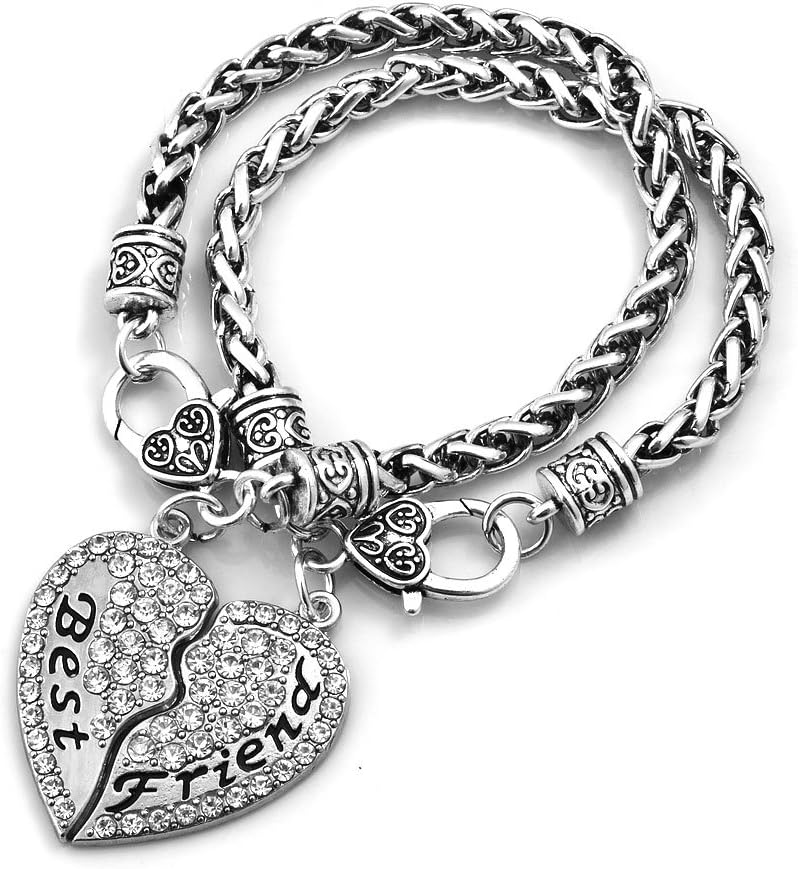 Heart of Charms Heart Love Mom or Best Friend or Sole Sister Bracelet Horseshoe Pave Bangle Cuff Bracelet