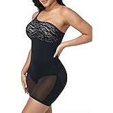SHAPESHE Shapewear Bodysuit for Women Tummy Control Strapless Full Body Shapewear Seamless Lace Compression Shaper Butt Lifter Shaping Short Faja Postpartum